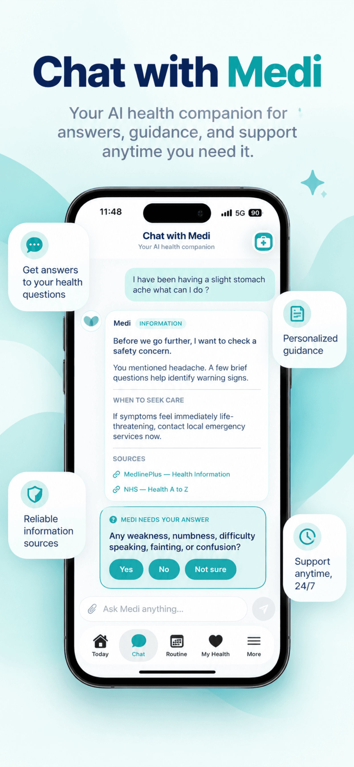 Medi AI chat assistant screen